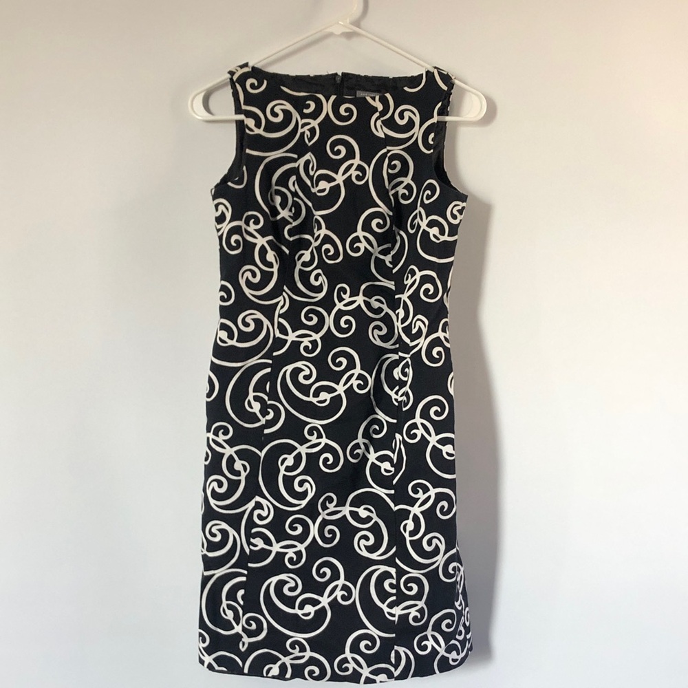 Ann Taylor Black and Cream Midi Dress